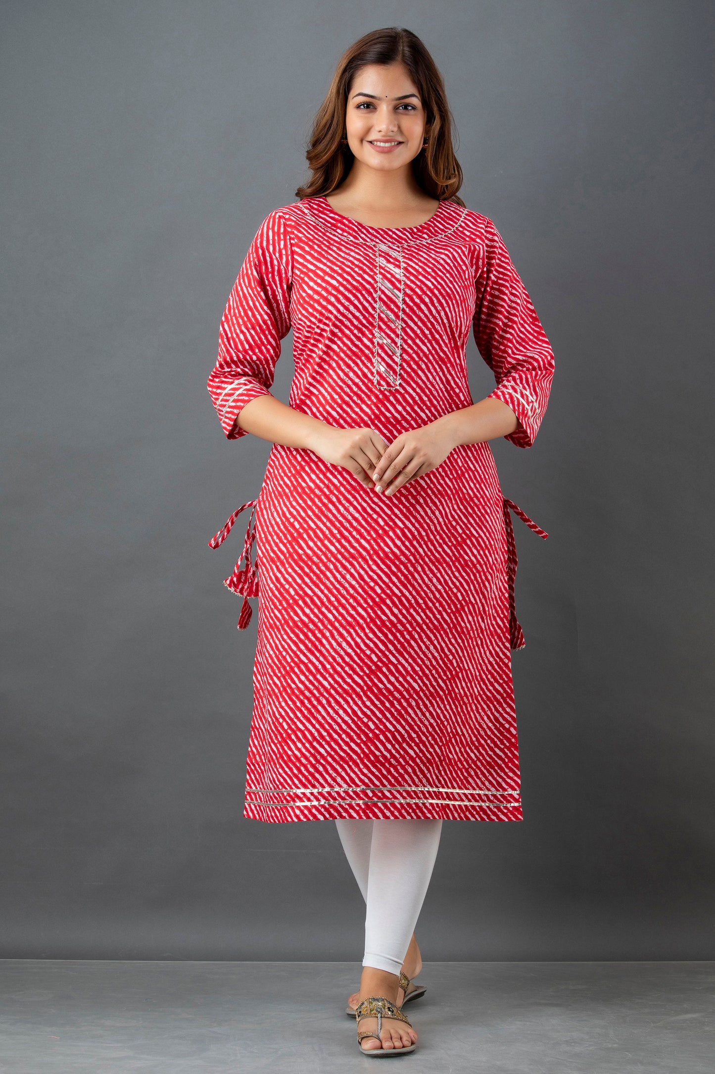 Red Lehariya Kurta