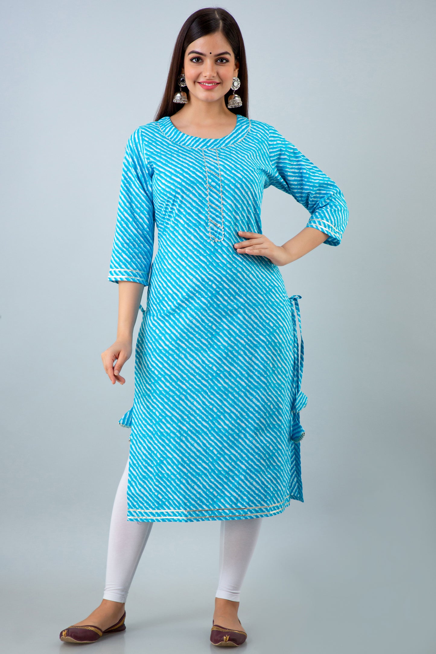 Turquoise Lehariya Kurta