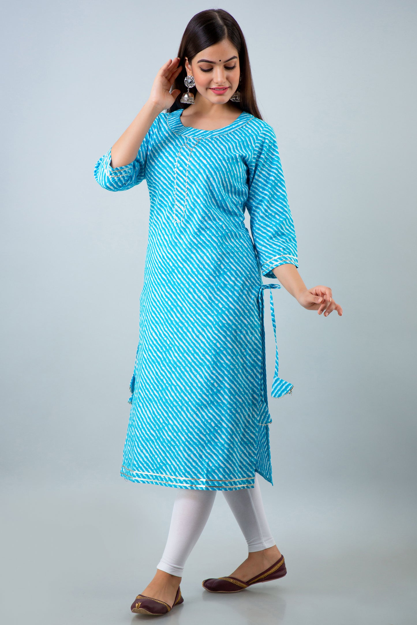 Turquoise Lehariya Kurta