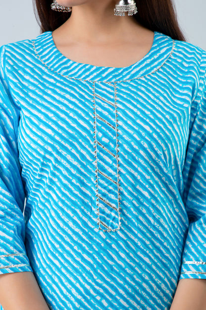 Turquoise Lehariya Kurta