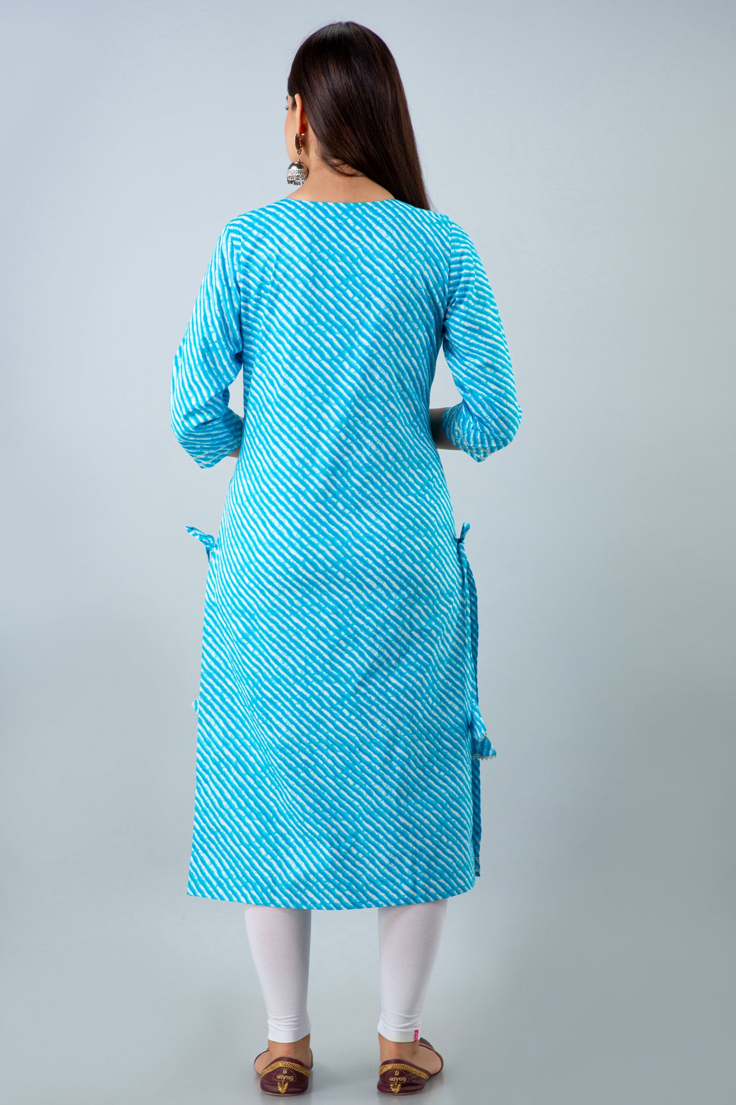 Turquoise Lehariya Kurta