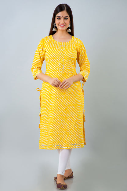 Yellow Lehariya Kurta