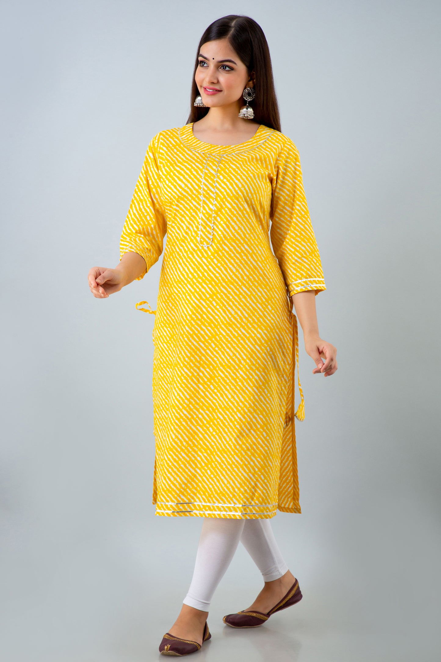 Yellow Lehariya Kurta