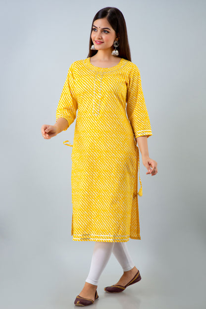 Yellow Lehariya Kurta