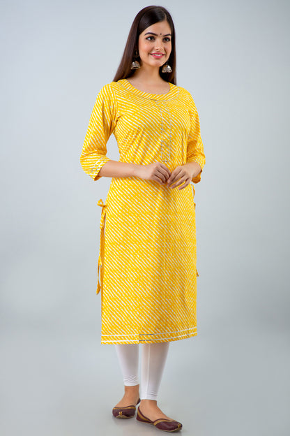 Yellow Lehariya Kurta