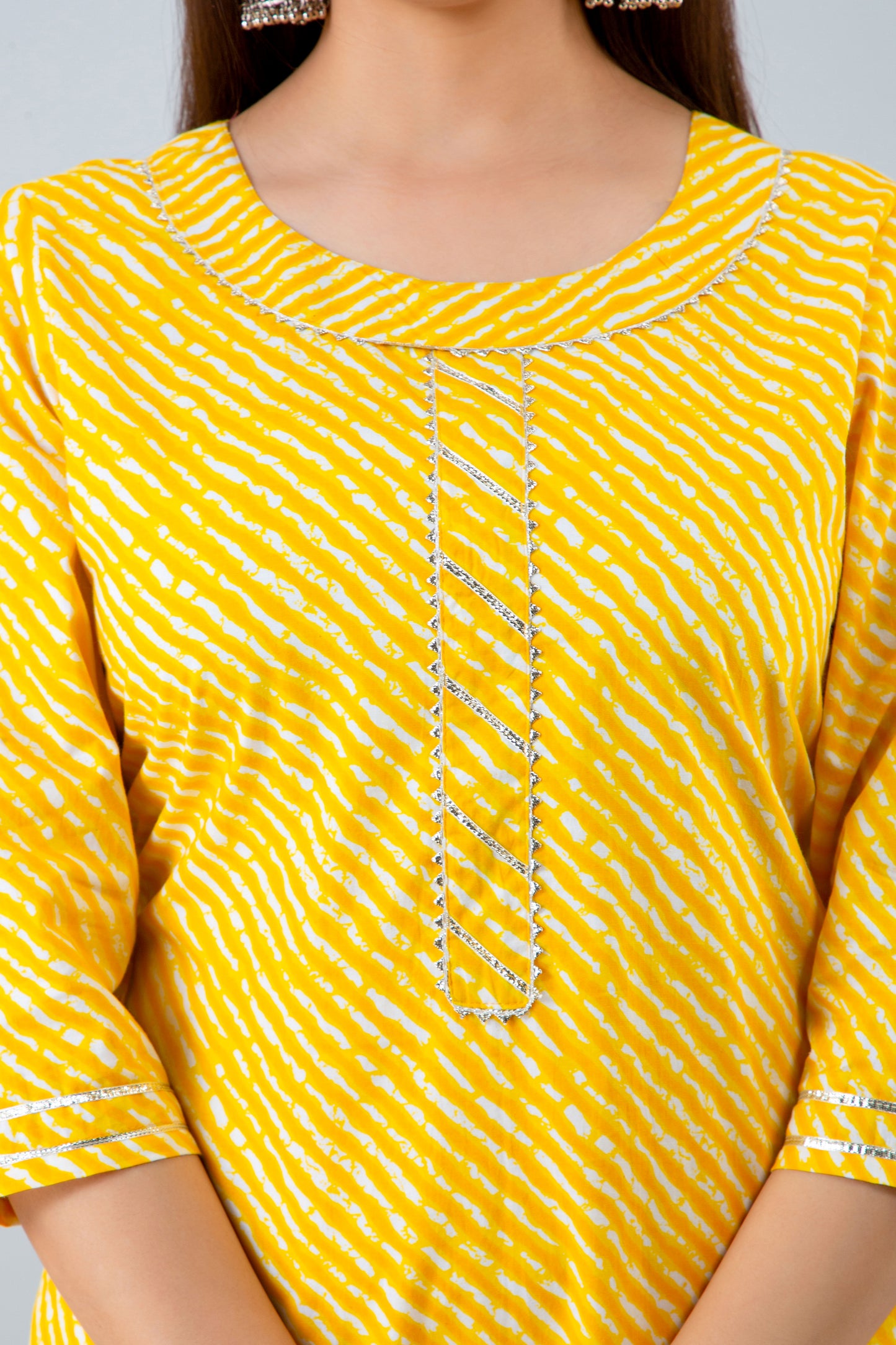 Yellow Lehariya Kurta