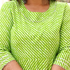 Green Rayon Printed Anarkali Kurti (Plus Size)