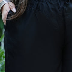 Black Rayon Solid Palazzo (Plus Size)