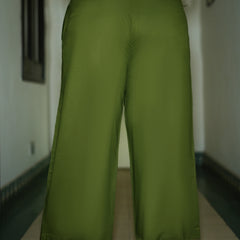 Dark Green Rayon Solid Palazzo (Plus Size)