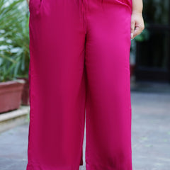 Pink Rayon Solid  Palazzo (Plus Size)