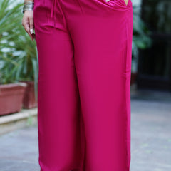 Pink Rayon Solid  Palazzo (Plus Size)