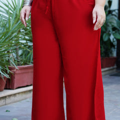 Red Rayon Solid Palazzo (Plus Size)