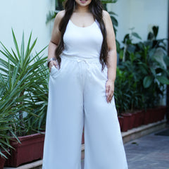 White Rayon Solid Palazzo (Plus Size)