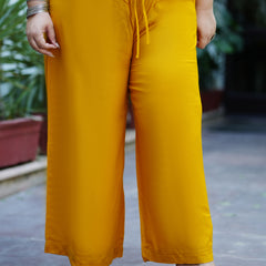 Yellow Rayon Solid Palazzo (Plus Size)