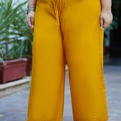 Yellow Rayon Solid Palazzo (Plus Size)