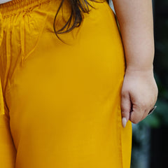 Yellow Rayon Solid Palazzo (Plus Size)