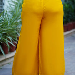 Yellow Rayon Solid Palazzo (Plus Size)