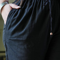 Black Cotton Solid Trouser (Plus Size)