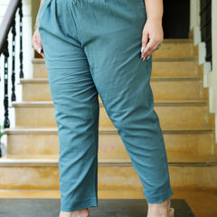 Grey Cotton Solid Trouser (Plus Size)