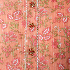 Cotton Printed Gajari Calf-Length Kurti with Three Quarter Sleeves (Plus Size)