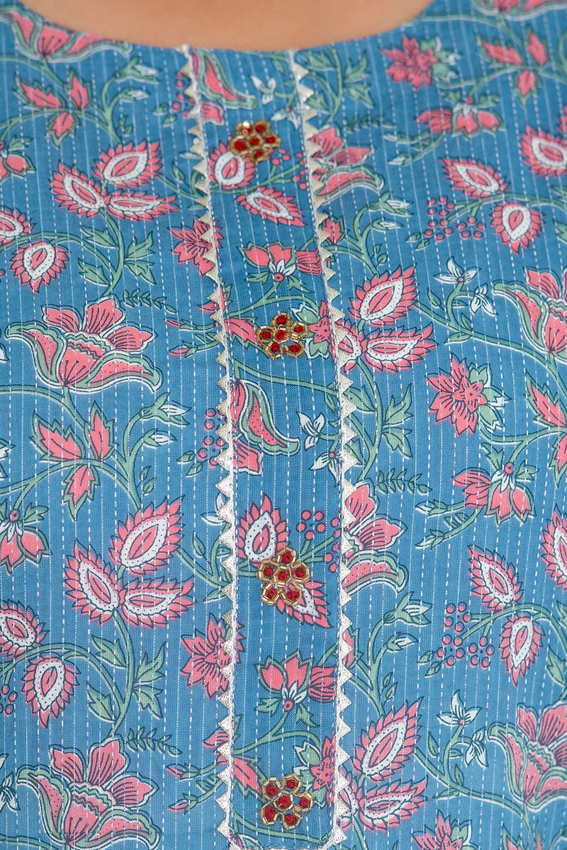 Grey Printed Cotton Kurti (Plus Size)