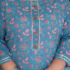 Grey Printed Cotton Kurti (Plus Size)