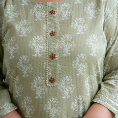 Light Khaki Printed Cotton Kurti