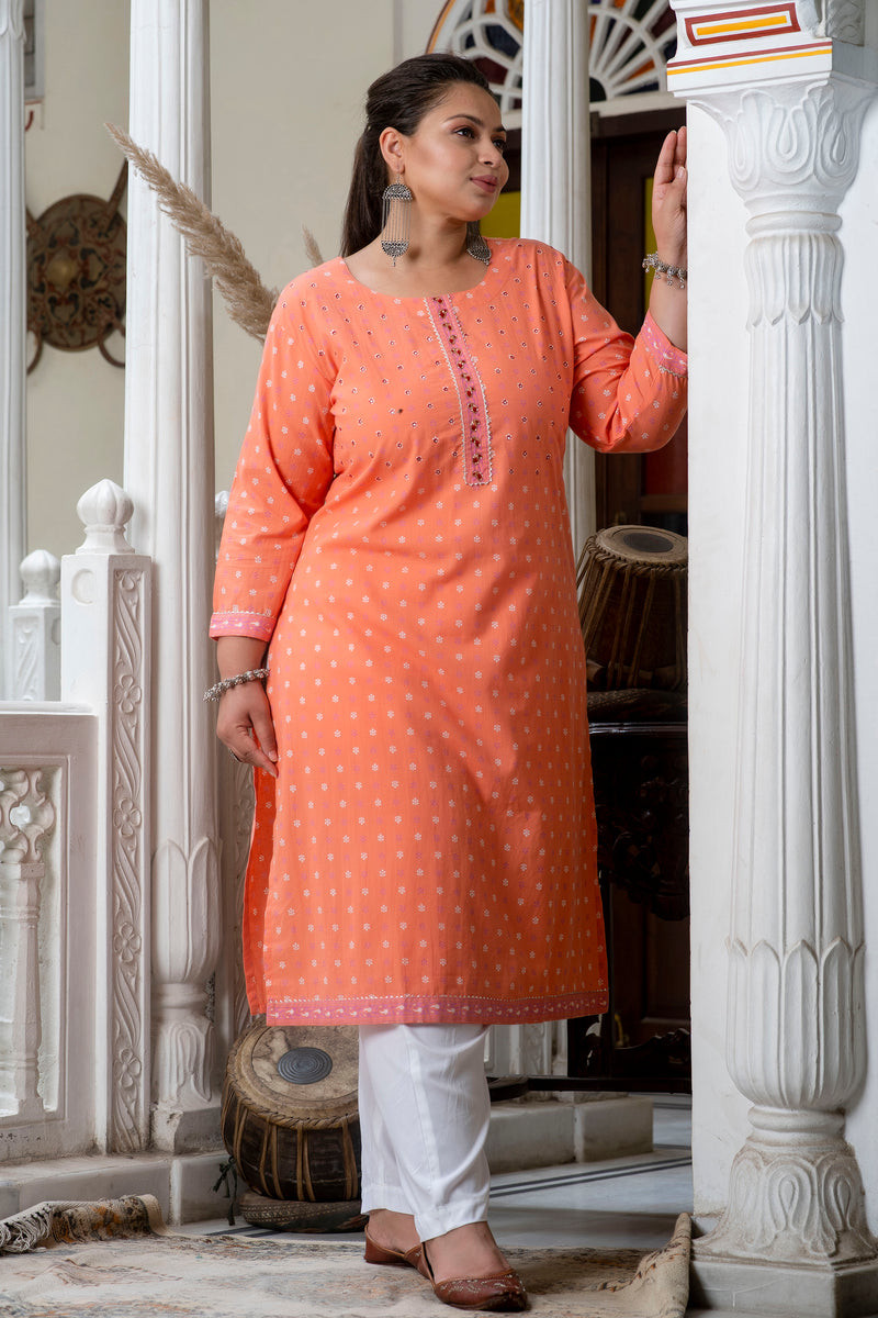 Gajari Printed Cotton Kurti (Plus Size)
