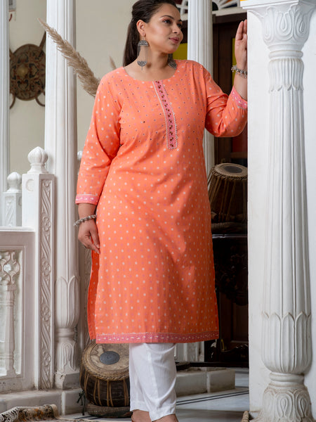 Gajari Printed Cotton Kurti (Plus Size)