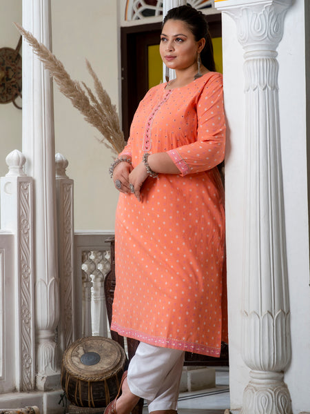 Gajari Printed Cotton Kurti (Plus Size)