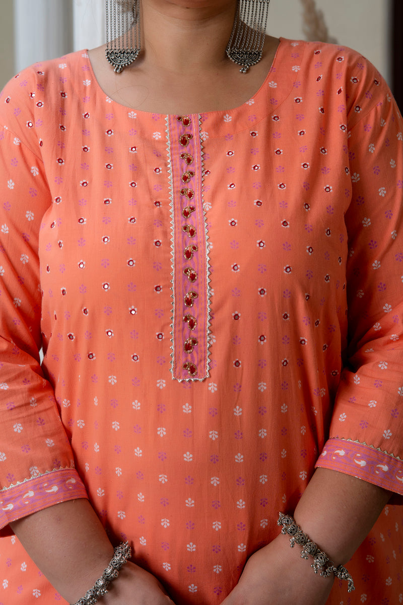 Gajari Printed Cotton Kurti (Plus Size)