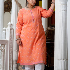 Gajari Printed Cotton Kurti (Plus Size)