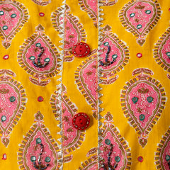 Cotton Printed Yellow Calf-Length Kurti with Three Quarter Sleeves (Plus Size)