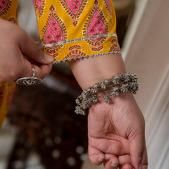 Cotton Printed Yellow Calf-Length Kurti with Three Quarter Sleeves (Plus Size)