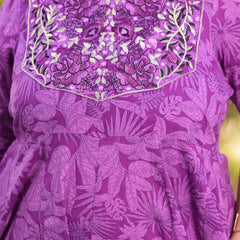 Elegant Voilet Cotton Embroidered Anarkali With Dupatta Set (Plus Size)