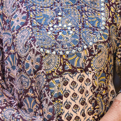 Cotton Embroidered Anarkali With Dupatta Set Three-Quarter Sleeves (Plus Size)