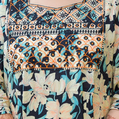 Cotton Embroidered Anarkali With Dupatta Set | Three-Quarter Sleeves (Plus Size)