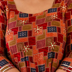 Maroon Modal Printed Anarkali Kurti (Plus Size)