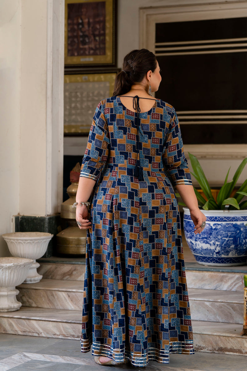 Multicolour Printed Rayon Anarkali Kurti