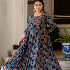 Multicolour Printed Rayon Anarkali Kurti