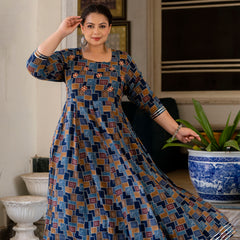 Multicolour Printed Rayon Anarkali Kurti