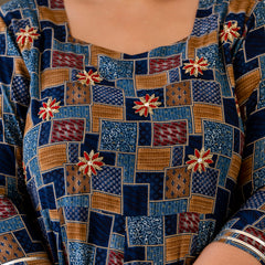 Multicolour Printed Rayon Anarkali Kurti