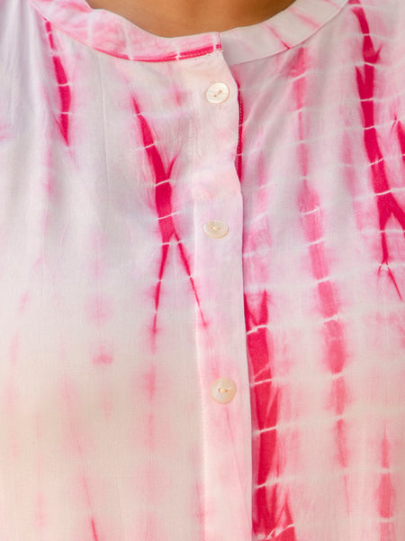 Rayon Printed Pink Calf-Length Kurti with Three Quarter Sleeves (Plus Size)