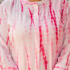 Rayon Printed Pink Calf-Length Kurti with Three Quarter Sleeves (Plus Size)