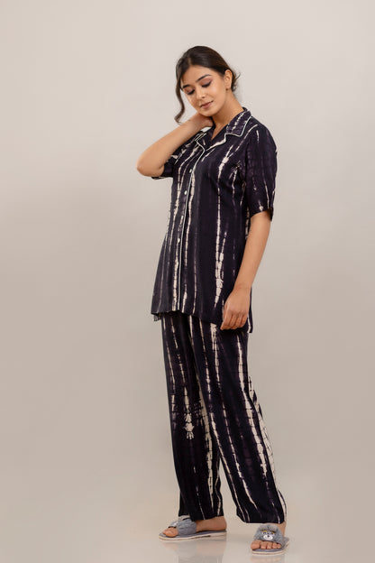 Black Tie-Dye Nightwear Set