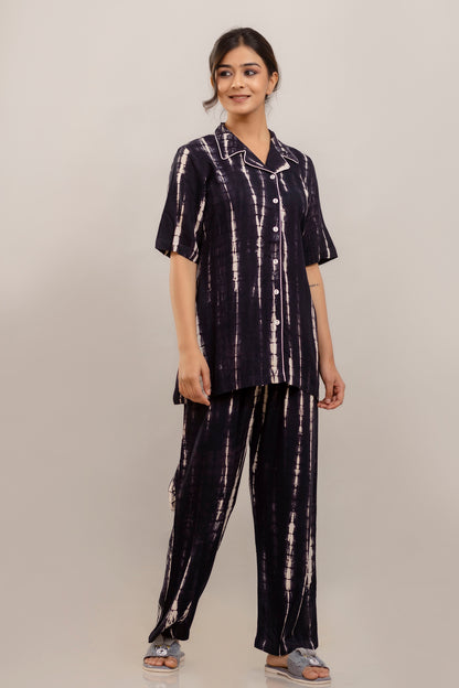 Black Tie-Dye Nightwear Set