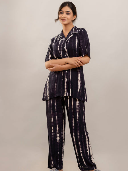 Black Tie-Dye Nightwear Set