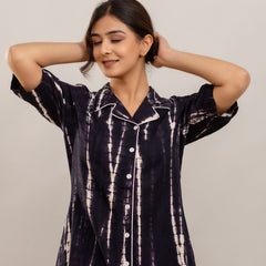 Black Tie-Dye Nightwear Set