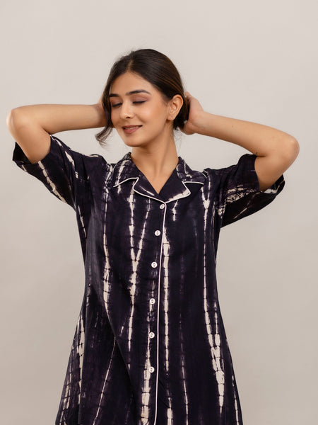 Black Tie-Dye Nightwear Set
