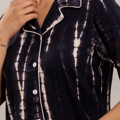 Black Tie-Dye Nightwear Set